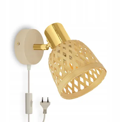Produktbild von LUXOLAR LED Wandleuchte Rattan Boho Beige/Grau E14 60W - Wandlampe Innen Schwenkbar für Wohnzimmer, Küchen - Wandbeleuchtung mit Schalter Stecker
