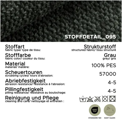 Produktbild von xonox.home Veda 3 Sitzer grau B/H/T: 221x90x93cm