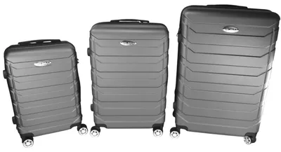 Produktbild von Hartschalenkoffer Set 3tlg Kunststoff Reisekoffer Trolley m. Rollen 360° drehbar, Farbe:anthrazit
