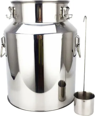 Image de 18L Pot à lait en acier inoxydable Pot à lait Tonneau à bière Fermenteur Brassage maison Vin Fabrication de bière Tonneau en acier inoxydable Pot de transport avec couvercle