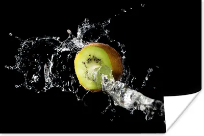 Produktbild von MuchoWow® Poster Kiwi - Obst - Stillleben - Wasser - Schwarz 60x40 cm - Schlafzimmerdekoration