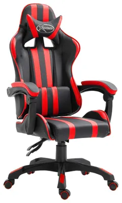 Obrázek produktu pro Herní židle – Židle pro hráče – Kancelářská židle – Ergonomická – Nastavitelná výška – Otočná o 360° – Červená