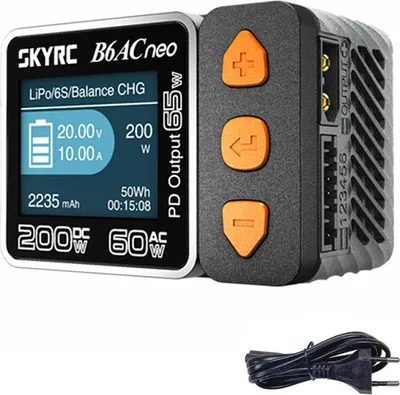 Produktbild von SkyRC B6ACneo Intelligentes Ladegeraet DC 200 W AC 60 W Batterie-Balance-Ladegeraet B6ACneo SK-100200, aktualisiert fuer B6AC V2, EU-Stecker
