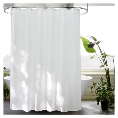 Produktbild von Duschvorhang 180x200 cm Weiß Textil, Anti-Schimmel, Wasserdicht und Schnell Trocknend, Waschbar, Hochwertiger Stoff für Badewannen
