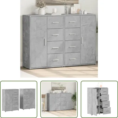 Produktbild von The Living Store Sideboards 2 Stk. Betongrau 60x31x84 cm Holzwerkstoff