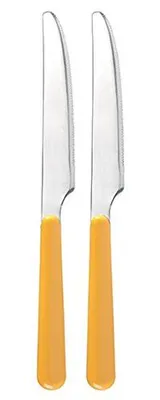 Messer-Set, 2 Stück, rostfreier Stahl, gelb, 22 cm