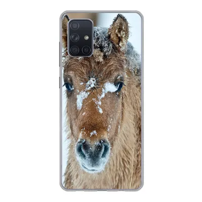Produktbild von MuchoWow® Handyhülle Schutzhülle Hülle für Samsung Galaxy A51 Junges Fjordpferd mit Schnee bedeckt Silikon Softcase Handy Hülle - Schutzabdeckung