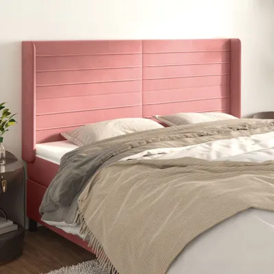 Produktbild von The Living Store Kopfteil mit Ohren Rosa 203x16x118/128 cm Samt