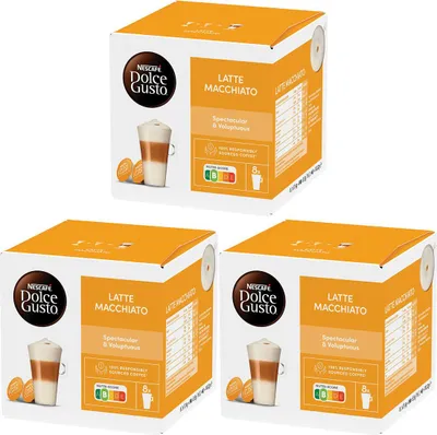 Produktbild von Nescafe Dolce Gusto Latte Macchiato (3 Stück Packung), 3x16 Kaffee Kapseln
