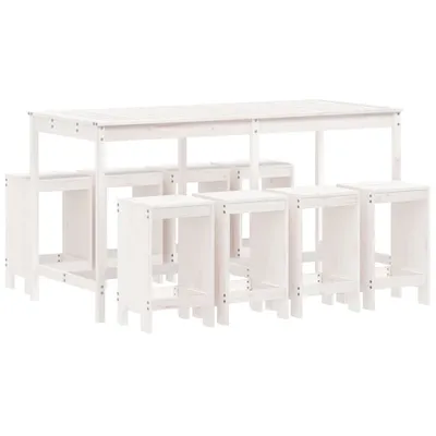 Produktbild von vidaXL 9-tlg. Gartenbar-Set Weiß Massivholz Kiefer