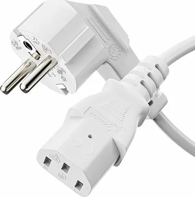 Produktbild von SONERO Netzkabel Schutzkontaktstecker, X-SKW-C13G-050W, 90°, weiß, 5m