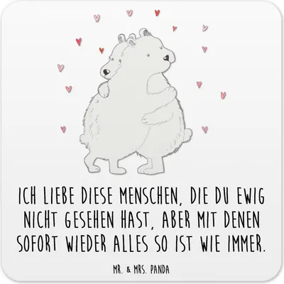 Produktbild von Mr. & Mrs. Panda Tischuntersetzer Eisbär Umarmen 15er Set - Weiß - Geschenk, Untersetzer Gläser, für, Lustige Sprüche, Getränke-Untersetzer, Coaster, Getränkeuntersetzer