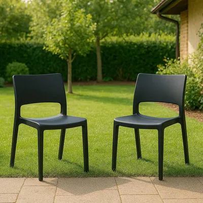 Produktbild von Dmora Gartenstuhl Tropea Grau, 2 stapelbare Stühle
