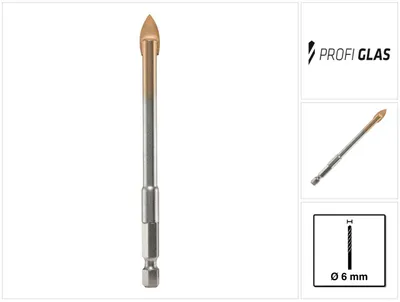 Produktbild von ALPEN Drills 28900600100, Bohrer, Glasbohrer-Bit, Drehung der rechten Hand, 6 mm, 105 mm, Keramik, Glas, Porzellan