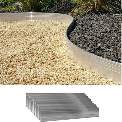 Produktbild von 10er Set Ultra Starke Alu Rasenkanten 24cm x 1m (10m lang) | Beeteinfassung | Beetumrandung | Beetbegrenzungen, Color:ohne Farbe