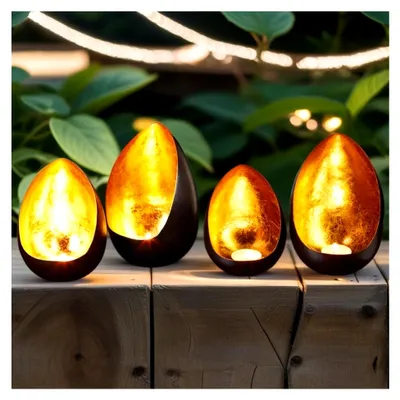 Produktbild von 4er Set Vintage Windlichter Frühling Aesthetic Deko Groß 20cm Schwarz Gold | 4 Teelichthalter für Ramadan Deko | Metallwindlichter für Schlafzimmer und Wohnzimmer