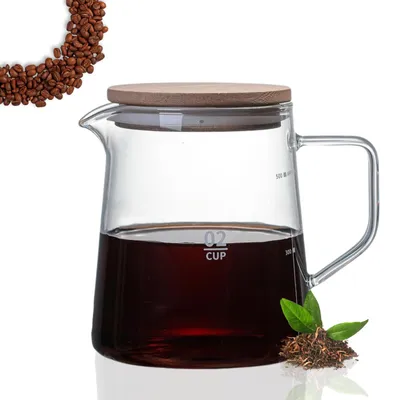 Kaffeekanne aus Borosilikatglas 500 ml mit Holzdeckel