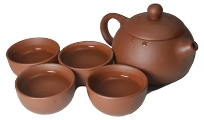 Teekanne-Set aus Yixing-Ton, 4 Tassen, 160 ml, rot
