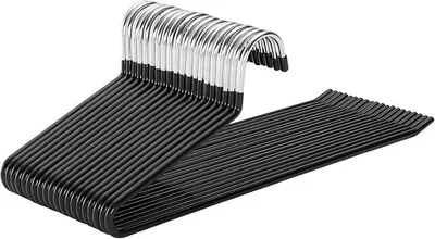 Produktbild von PolkaHome® 20er-Pack Metall-Hosenbügel, Kleiderbügel Ø 5 mm, Schwarz, 38 cm