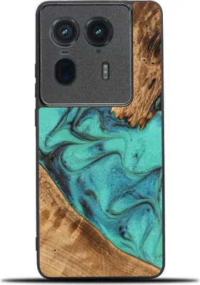 Image de Housse en bois Bewood Unique - Turquoise pour Motorola Edge 50 Ultra