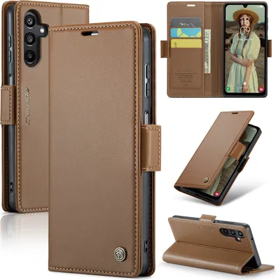 Image de Galaxy A15 Housse, Portefeuille en cuir Porte-cartes Housse de protection avec fonction stand pour Samsung Galaxy A15 5G/4G Marron
