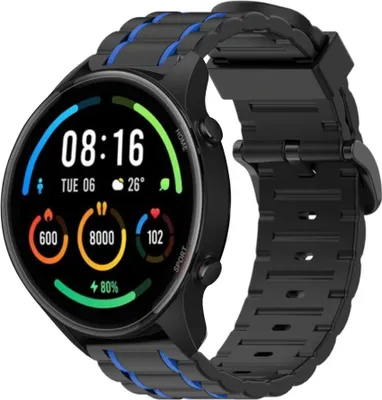 Produktbild von Strap-it Xiaomi Mi Watch Sportschnallenarmband (Schwarz/Blau)