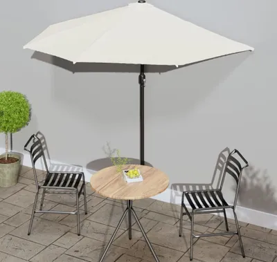 Produktbild von Maison Exclusive - Balkon-Sonnenschirm mit Alu-Mast Sandfarben 270x144 cm Halbrund