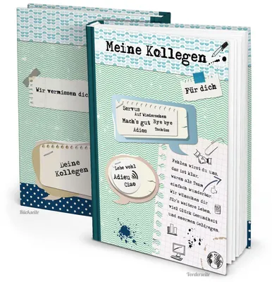 Produktbild von Großes XXL Kollegenbuch DIN A4 - blau grün - Geschenkbuch zum Abschiedohne Metallecken