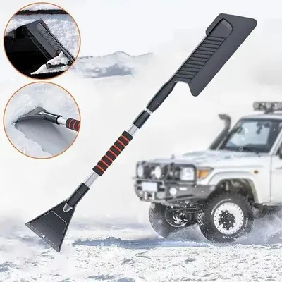 Immagine prodotto di Spazzaneve compatto – spazzaneve compatto per l'inverno | Impugnatura ergonomica, robusto, pala multifunzionale per la rimozione di neve e ghiaccio, pala pieghevole