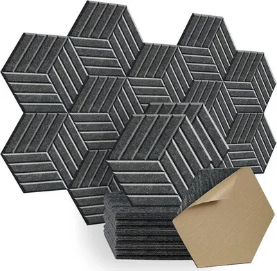 Imagen del producto de Paneles absorbentes de sonido, alfombrillas acústicas de 6 piezas, autoadhesivas, de 14 x 12 x 1 cm, color sésamo, para tratamiento acústico en estudios de grabación y viviendas