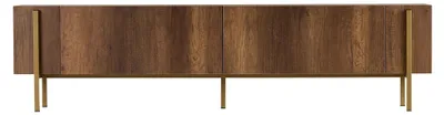 Produktbild von Skye Decor, Hochwertiger TV-Ständer, Barock Walnuss Gold, 180 x 30 x 45 cm | 100% melaminbeschichtete Spanplatte, 18 mm dick | Metallbeine, modernes Design für Ihr Zuhause.