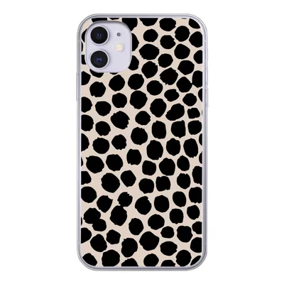 Produktbild von MuchoWow® Handyhülle Schutzhülle Hülle für iPhone 11 Polka dots - Schwarz - Beige Silikon Softcase Handy Hülle - Handytasche