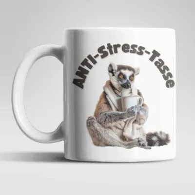 Produktbild von Anti Stress Lemur Kaffeetasse Teetasse Geschenkidee 330 ml – 04er