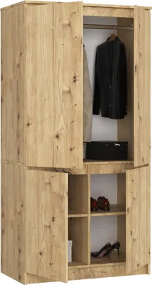 Produktbild von BDW 4-Türiger Kleiderschrank, Garderobenschrank 4 Fachböden, Artisan Eiche