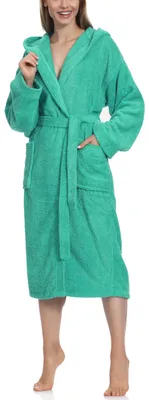 Produktbild von Ladeheid Damen Frottee Bademantel aus 100% Baumwolle LA40-193 (Türkis-18 (Gramatur 400), L)