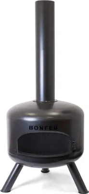 Obrázek produktu pro BonFeu BonGiro Black - Kamna na terasu - Ohniště s ochranou proti jiskrám pro relaxační večery - Venkovní ohniště - Ohniště na terasu s grilovacím roštem - Zahradní kamna z vysoce kvalitní oceli Corten - D 55 x Š 55 x V 125 cm