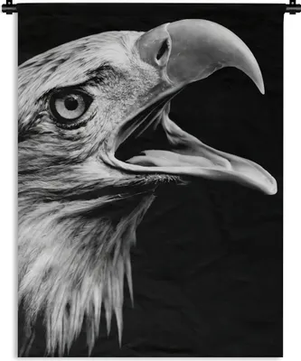 Produktbild von MuchoWow® Wandteppich Wandbehang Adler - Porträt - Raubvögel - Schwarz - Weiß - Vogel 90x120 cm Tapisserie Dekoration Wandtuch - Wanddeko