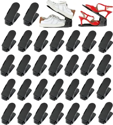 Produktbild von DEULINE 30 x Verstellbarer Schuhschlitz Schuhregal Schuhstapler schuhaufbewahrung Schuhorganizer Schuhhalter Farbe: Schwarz 521130