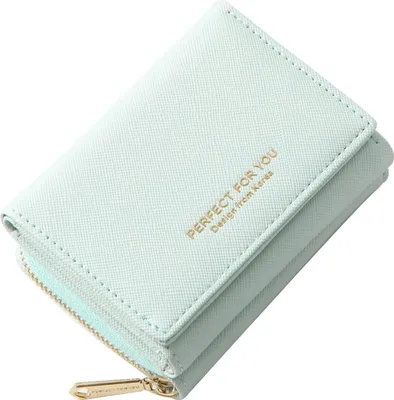 Produktbild von OKWISH Damen Geldbörse Leder Geldbeutel Frauen Echtes Leder Brieftasche Geldbörse Klein mit Münzfach Kleines Zipper Brieftasche Kartenhalter Grün