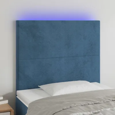 Produktbild von The Living Store LED Kopfteil Dunkelblau 90x5x118/128 cm Samt