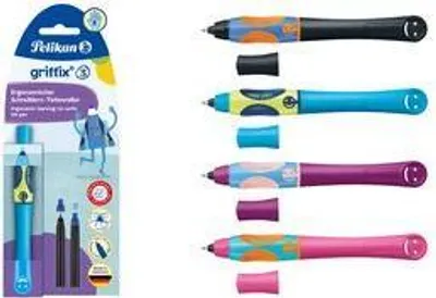Zdjęcie produktu dla Pióro atramentowe Pelikan Griffix Neon Fresh Blue dla praworęcznych, pióro do nauki pisania z ergonomicznym uchwytem - 1 sztuka (820462)