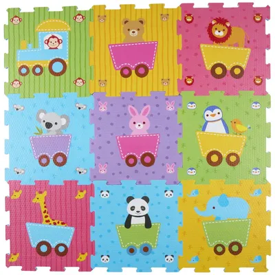 Productafbeelding van Puzzelmat Baby - Speelmat voor kinderen met schuim - Kruipmat met dierenmotieven - 30,5 x 30,5 cm - 18-delig