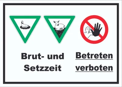 Produktbild von Brut- und Setzzeit Betreten verboten Schild A3 Rückseite selbstklebend