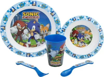 Produktbild von Sonic und Freunde Kinder Geschirr-Set 5 teilig Becher Teller Schüssel Besteck