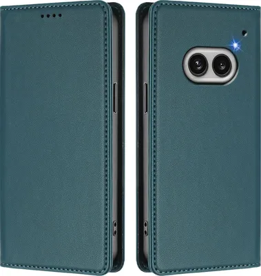 Produktbild von Handyhülle für Nothing Phone 2A, Kunstleder Klapphülle Stoßfeste Magnetische Hülle mit Ständer Grün
