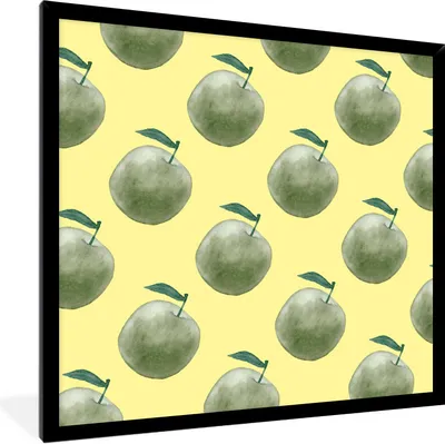 Produktbild von MuchoWow® Gerahmtes Poster Äpfel - Obst - Grün 40x40 cm - Poster mit Schwarzem Bilderrahmen Wandposter Rahmen Foto Bilder - Mit Rahmen - Wanddekoration Schlafzimmer