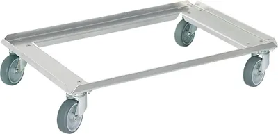 Produktbild von Transportroller aus  Edelstahl, offen, für Kisten 800x600 mm, verzinkte Lenkrollen, Tragkraft 250kg