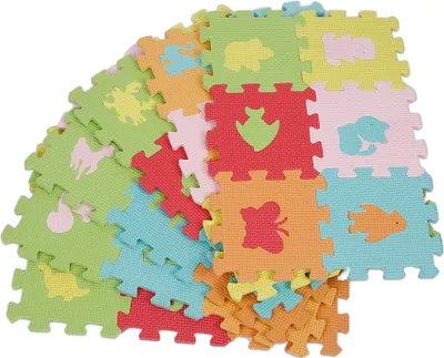 Image de 36pcs Tapis puzzle pour enfants Tapis d'éveil pour bébé avec motifs d'animaux