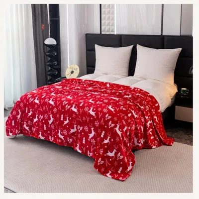 Produktbild von Baumwolle World Weihnachtliche Mikrofaser Kuscheldecke 200x220 Rot