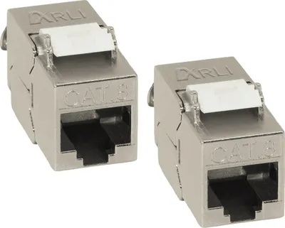 Produktbild von 2x Keystone CAT8.1 Modul metall geschirmt werkzeuglose Montage